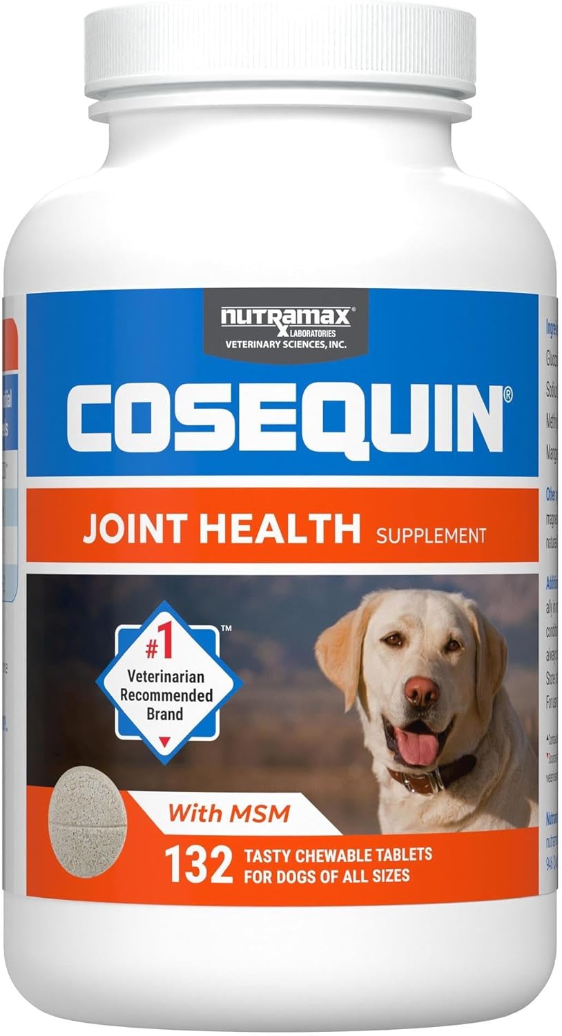 Nutramax Laboratories Cosequin Maximum Strength Joint Health Supplement for Dogs - With Glucosamine, Chondroitin, and MSM, 132 Chewable Tablets-0