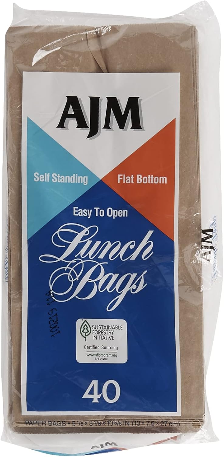 AJM Brown Paper Lunch Bags 40 Count-2