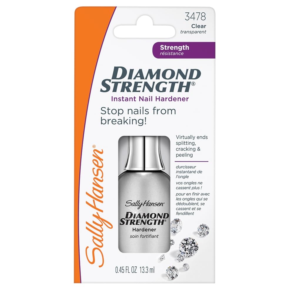 Sally Hansen Diamond Strength Nail Hardener 45095 Clear, 0.45 Fl Oz, Pack of 1-2