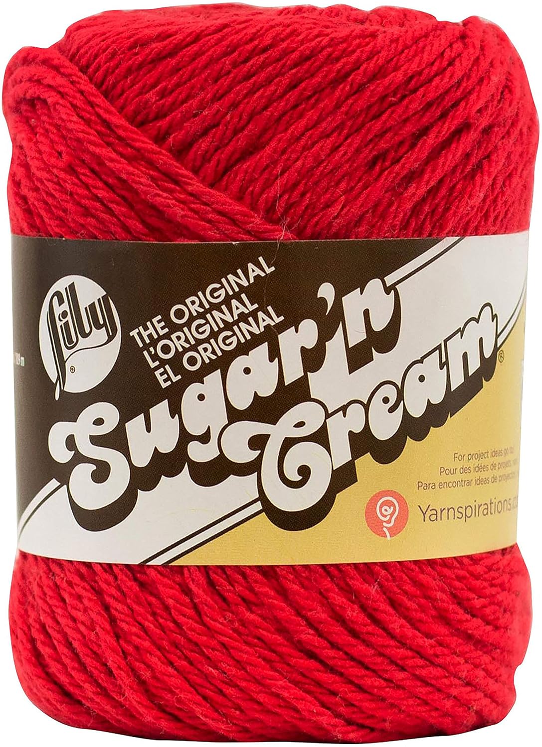 Lily Sugar 'N Cream The Original Solid Yarn, 2.5oz, Medium 4 Gauge, 100% Cotton - Red - Machine Wash & Dry-0