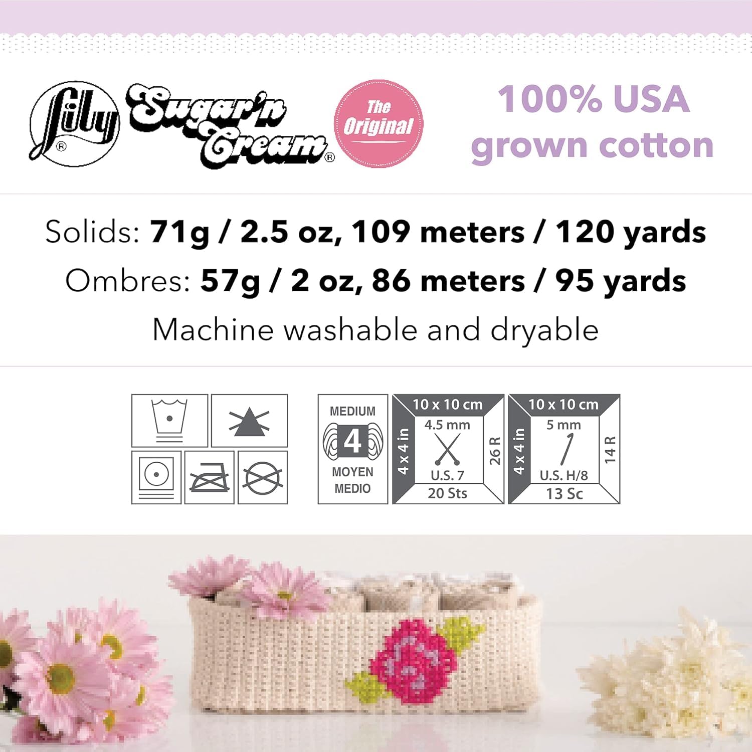 Lily Sugar 'N Cream The Original Solid Yarn, 2.5oz, Medium 4 Gauge, 100% Cotton - Red - Machine Wash & Dry-5