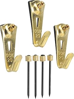 OOK 50615 Professional Picture Hangers, Art Hangers, Padded, Brass, Reusable Picture Hooks, 20lb (15 set)