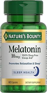 Nature's Bounty Melatonin, 100% Drug-Free Sleep Aid, Dietary Supplement, 10 mg, 60 Count