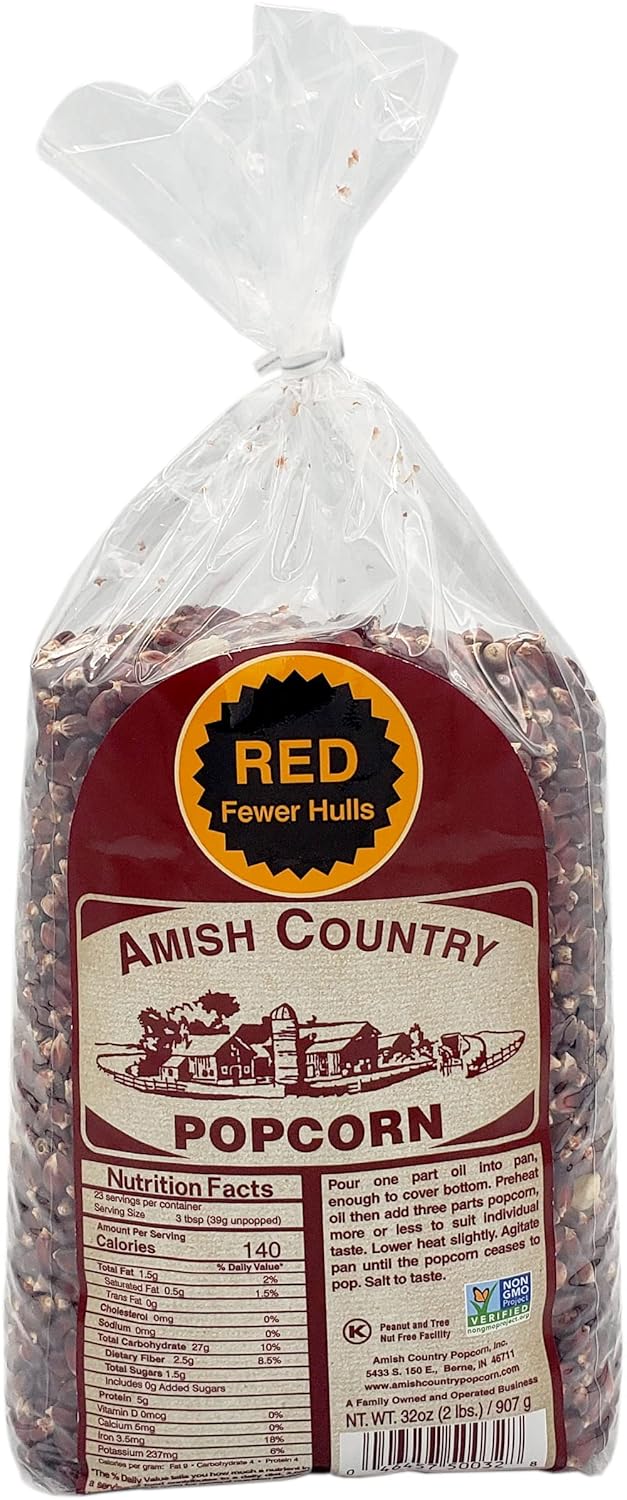 Amish Country Popcorn | 2 lbs Bag | Red Popcorn Kernels | Old Fashioned, Non-GMO and Gluten Free (Red - 2 lbs Bag)-0