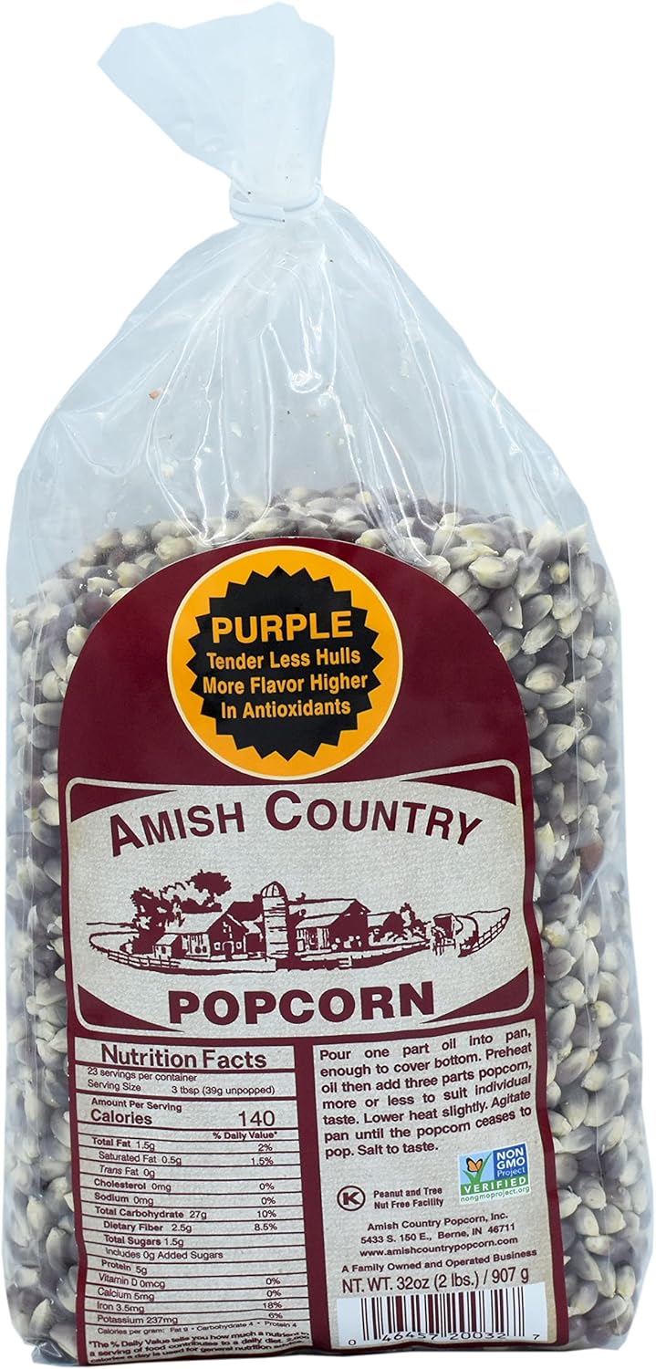 Amish Country Popcorn | 2 lbs Bag | Purple Popcorn Kernels | Old Fashioned, Non-GMO and Gluten Free (Purple - 2 lbs Bag)-0