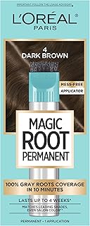 L'Oreal Paris Magic Root Rescue 10 Minute Root Hair Coloring Kit, Permanent Color with Quick Precision Applicator, 100 percent Gray Coverage, 4 Dark Brown, 1 kit (Packaging May Vary)