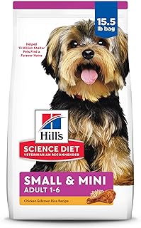 Hill's Science Diet Small & Mini, Adult 1-6, Small & Mini Breeds Premium Nutrition, Dry Dog Food, Chicken & Brown Rice, 15.5 lb Bag