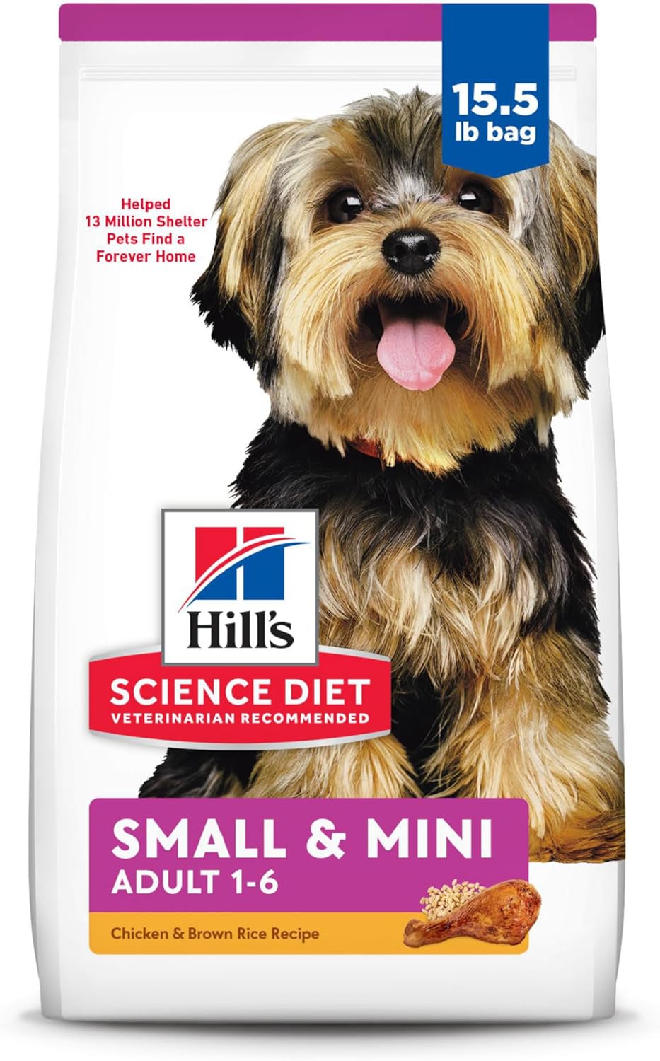 Hill's Science Diet Small & Mini, Adult 1-6, Small & Mini Breeds Premium Nutrition, Dry Dog Food, Chicken & Brown Rice, 15.5 lb Bag-0