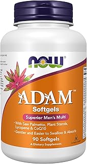 NOW Foods Supplements, ADAM™ Men's Multivitamin with Saw Palmetto, Plant Sterols, Lycopene & CoQ10, 90 Softgels