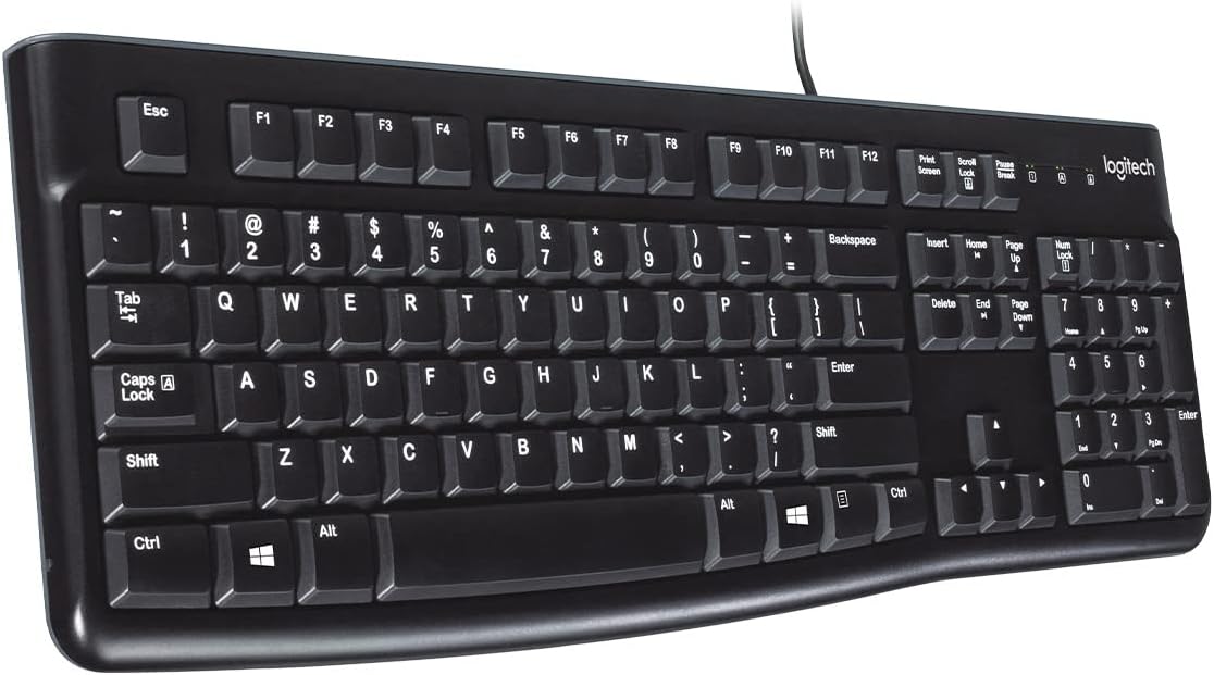 Logitech K120 Wired Keyboard for Windows, Plug and Play, Full-Size, Spill-Resistant, Curved Space Bar, Compatible with PC, Laptop - Black-0