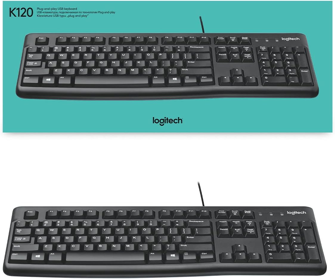 Logitech K120 Wired Keyboard for Windows, Plug and Play, Full-Size, Spill-Resistant, Curved Space Bar, Compatible with PC, Laptop - Black-7