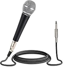 Pyle Handheld Microphone Dynamic Moving Coil Cardioid Unidirectional Includes 15ft XLR Audio Cable to 1/4'' Audio Connection (PDMIC58)