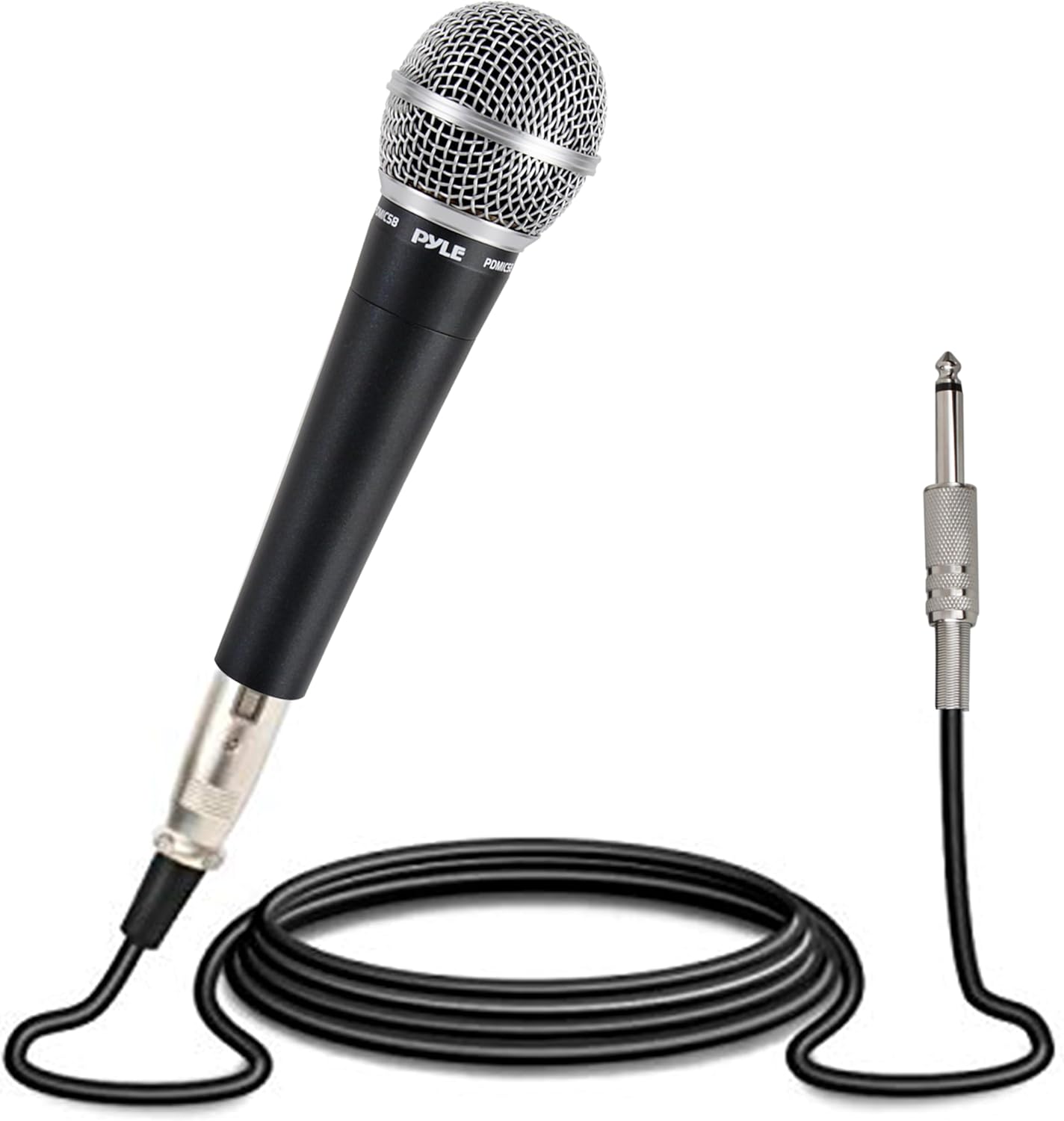 Pyle Handheld Microphone Dynamic Moving Coil Cardioid Unidirectional Includes 15ft XLR Audio Cable to 1/4'' Audio Connection (PDMIC58)-0