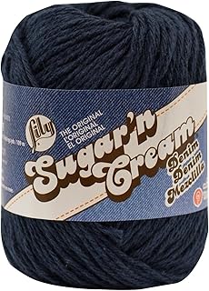 Lily Sugar 'N Cream The Original Solid Yarn, 2.5oz, Medium 4 Gauge, 100% Cotton - Indigo - Machine Wash & Dry