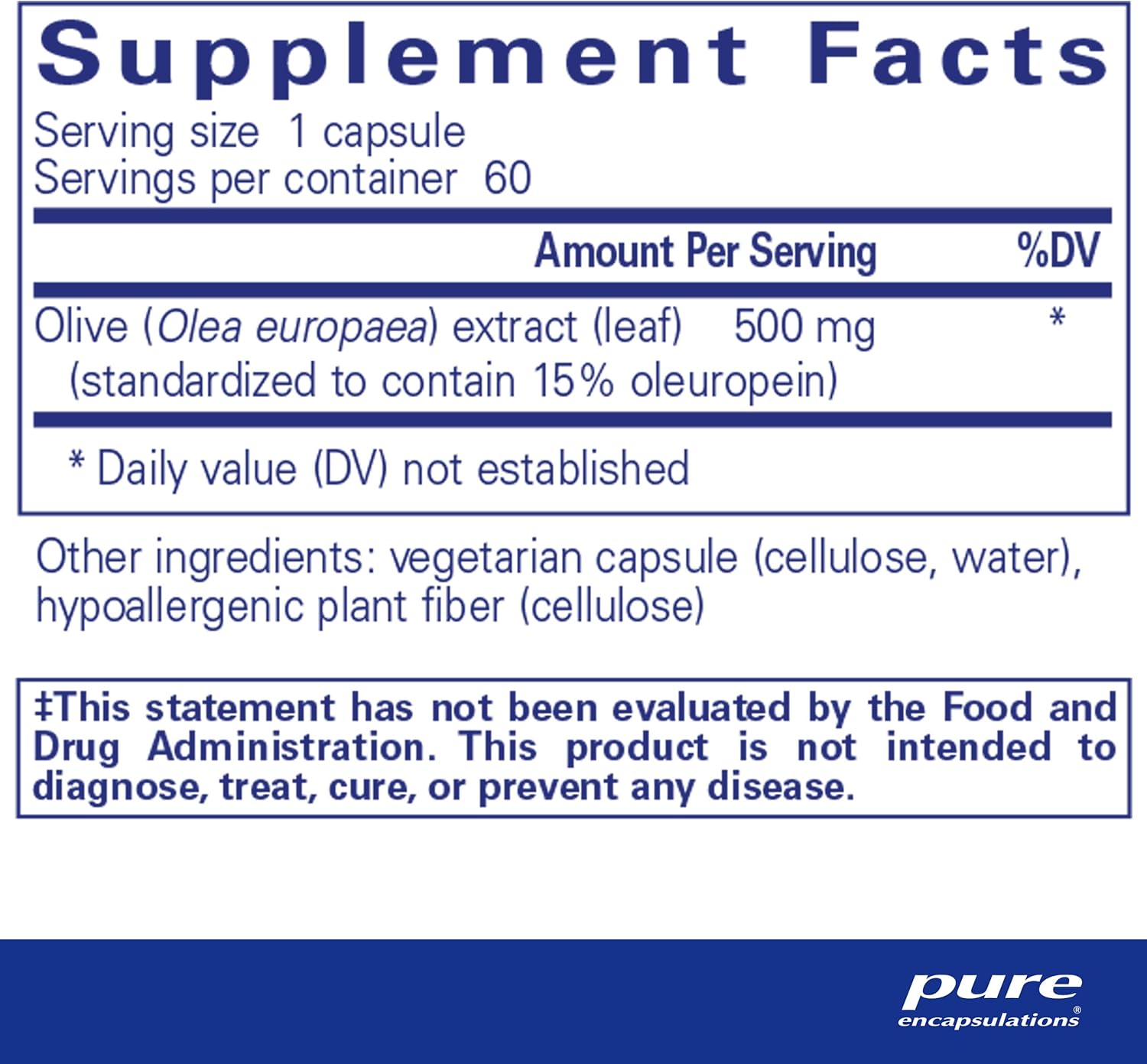 Pure Encapsulations Olive Leaf Extract | Hypoallergenic Supplement Supports Immune System and Healthy Intestinal Environment | 60 Capsules-1