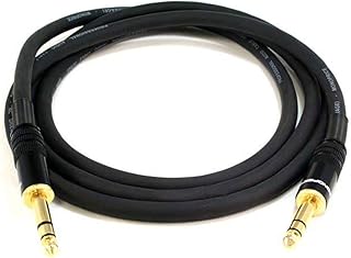 Monoprice 1/4-Inch TRS Male to Male Cable - 6 Feet - Black, 16AWG, Gold Plated - Premier Series