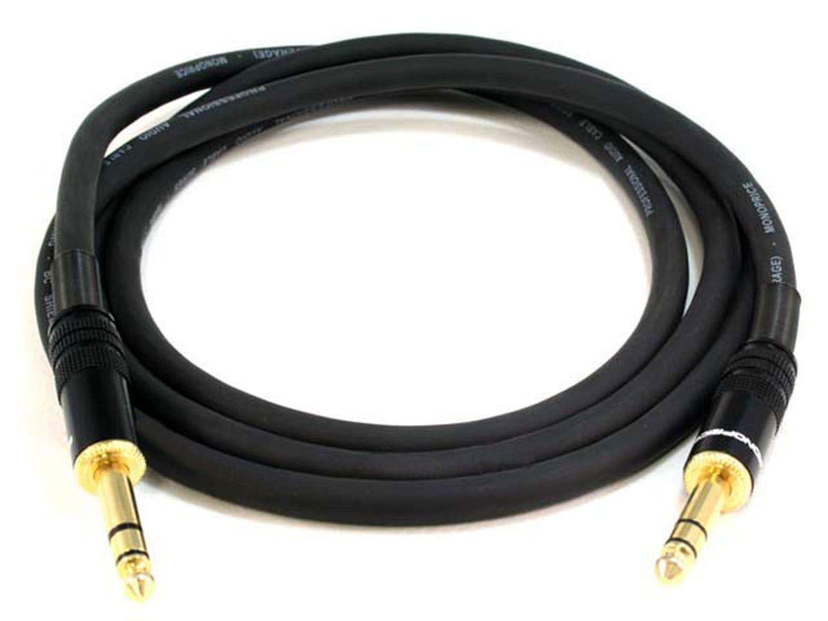 Monoprice 1/4-Inch TRS Male to Male Cable - 6 Feet - Black, 16AWG, Gold Plated - Premier Series-0