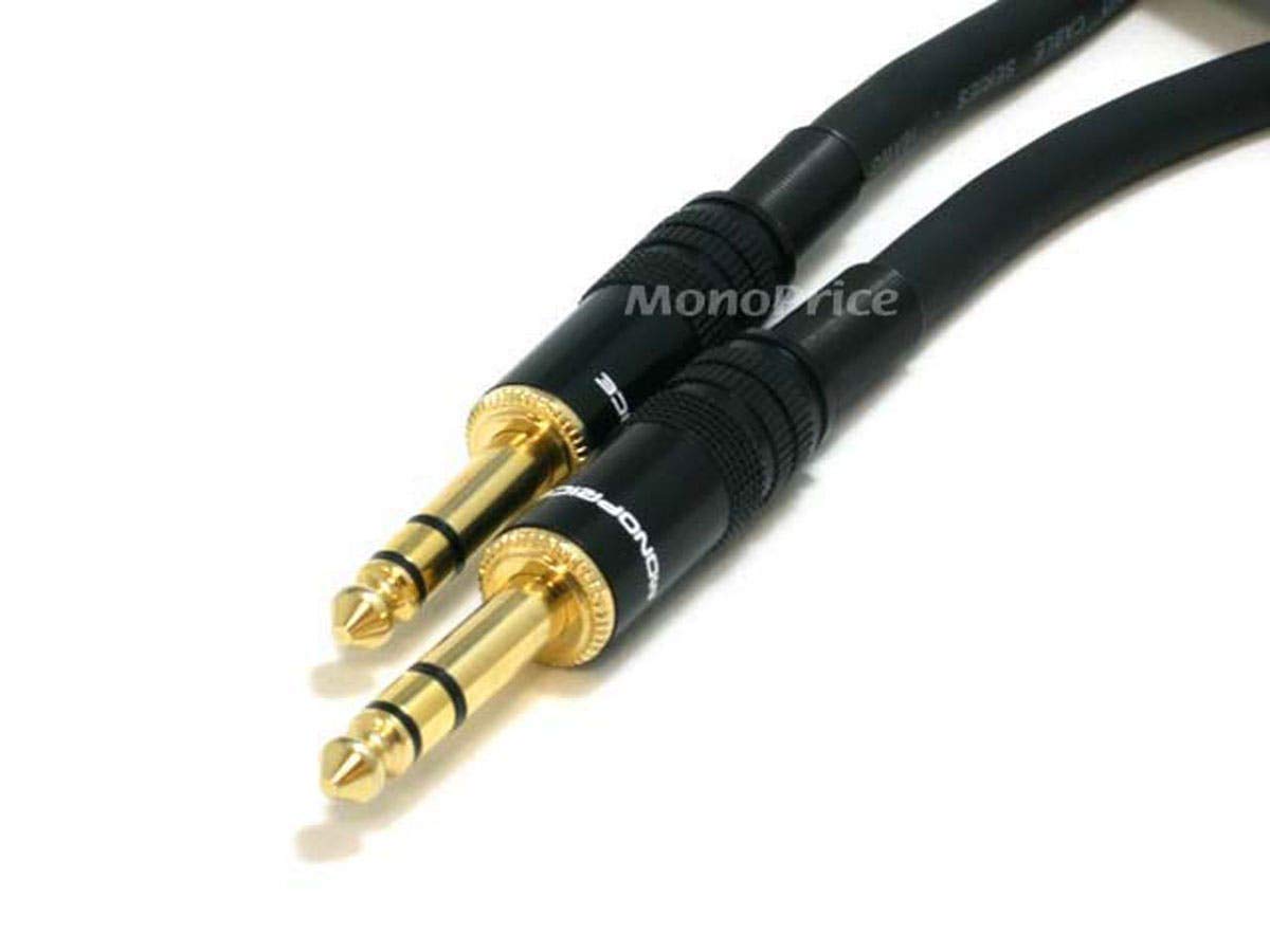 Monoprice 1/4-Inch TRS Male to Male Cable - 6 Feet - Black, 16AWG, Gold Plated - Premier Series-1