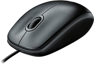 Logitech B100 Corded Mouse, Wired USB Mouse for Computers and Laptops, Right or Left Hand Use - Black