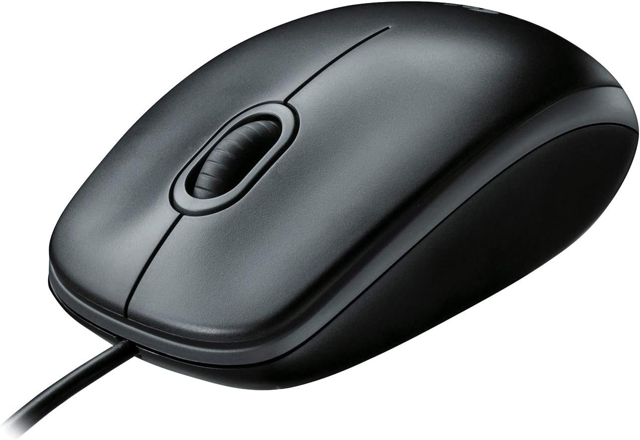 Logitech B100 Corded Mouse, Wired USB Mouse for Computers and Laptops, Right or Left Hand Use - Black-0