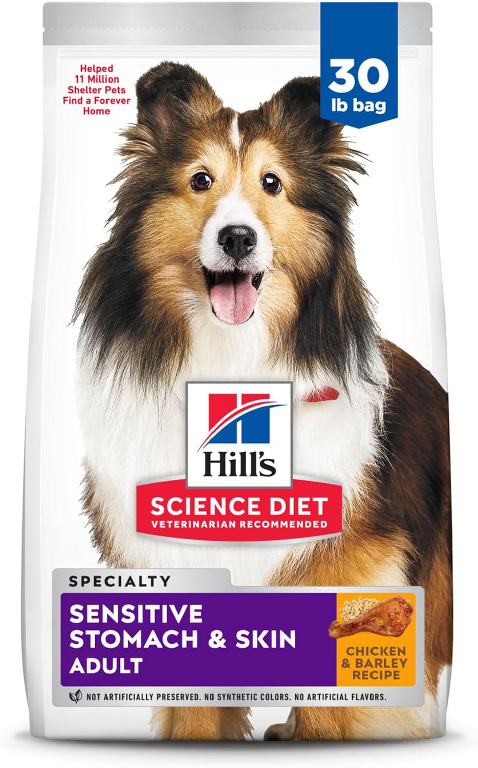 Hill's Science Diet Sensitive Stomach & Skin, Adult 1-6, Stomach & Skin Sensitivity Support, Dry Dog Food, Chicken Recipe, 30 lb Bag-0