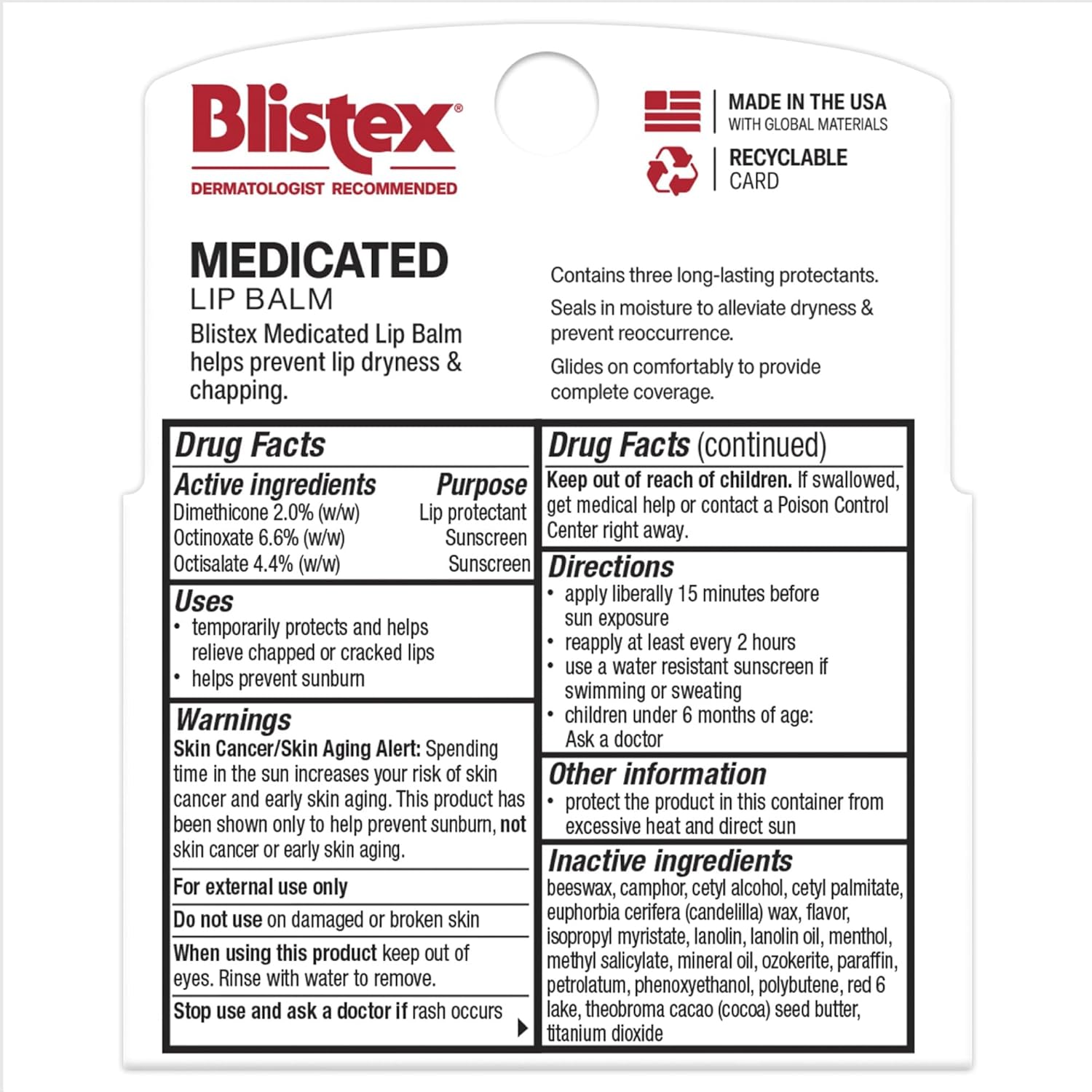 Blistex Medicated Lip Balm, 0.15 Ounce, 3 Count (Pack of 1) Prevent Dryness & Chapping, SPF 15 Sun Protection, Seals in Moisture, Hydrating Lip Balm, Easy Glide Formula for Full Coverage-2