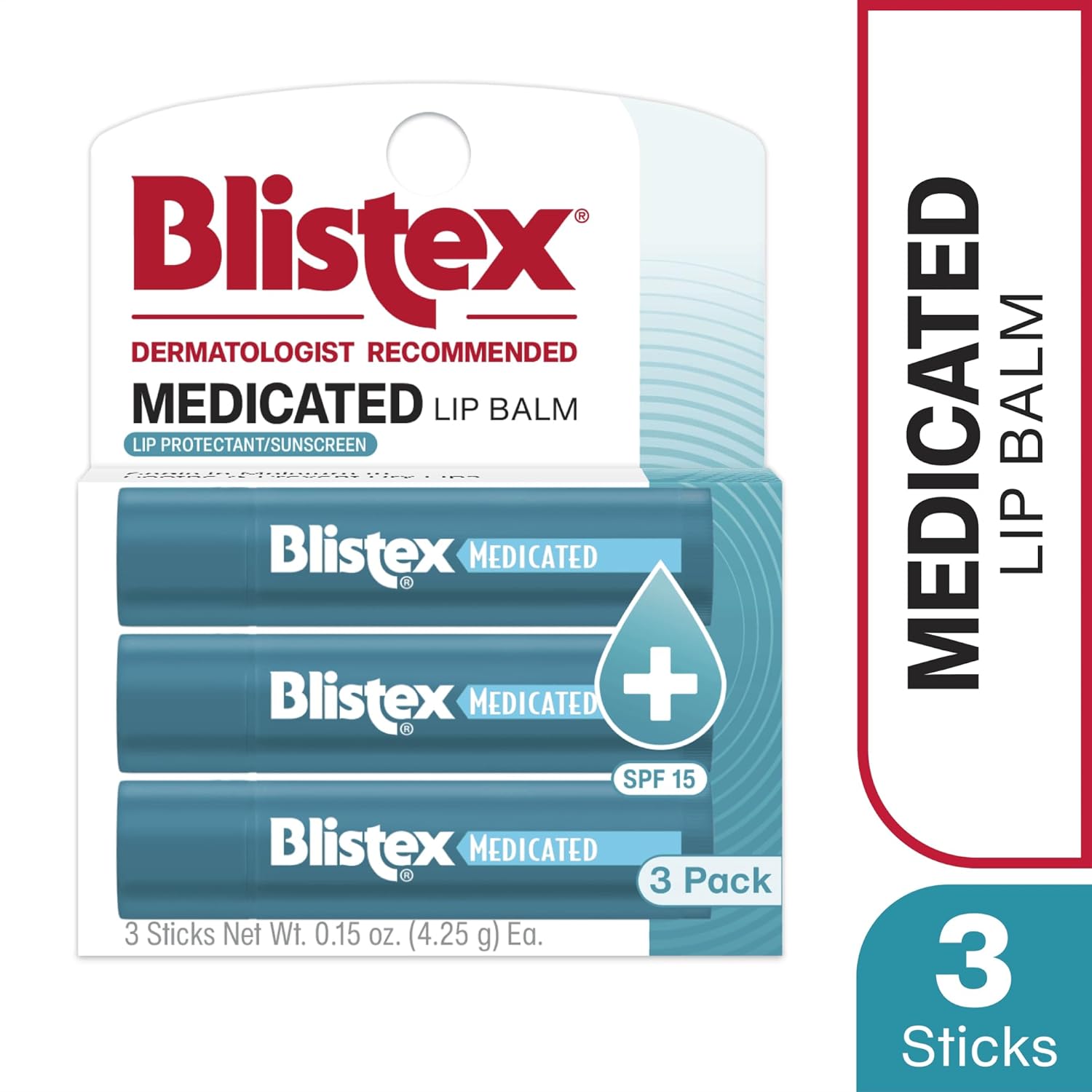 Blistex Medicated Lip Balm, 0.15 Ounce, 3 Count (Pack of 1) Prevent Dryness & Chapping, SPF 15 Sun Protection, Seals in Moisture, Hydrating Lip Balm, Easy Glide Formula for Full Coverage-6