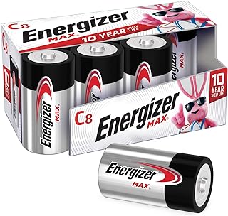 Energizer MAX C Batteries, Premium Alkaline C Cell Batteries (8 Battery Count)