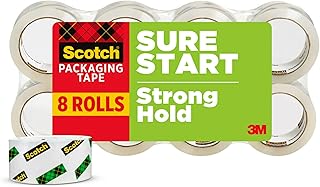 Scotch Sure Start Packing Tape, Clear, Quiet Unwind and Easy Start, Moving Supplies, 1.88 in. x 54.6 yd., 8 Tape Rolls