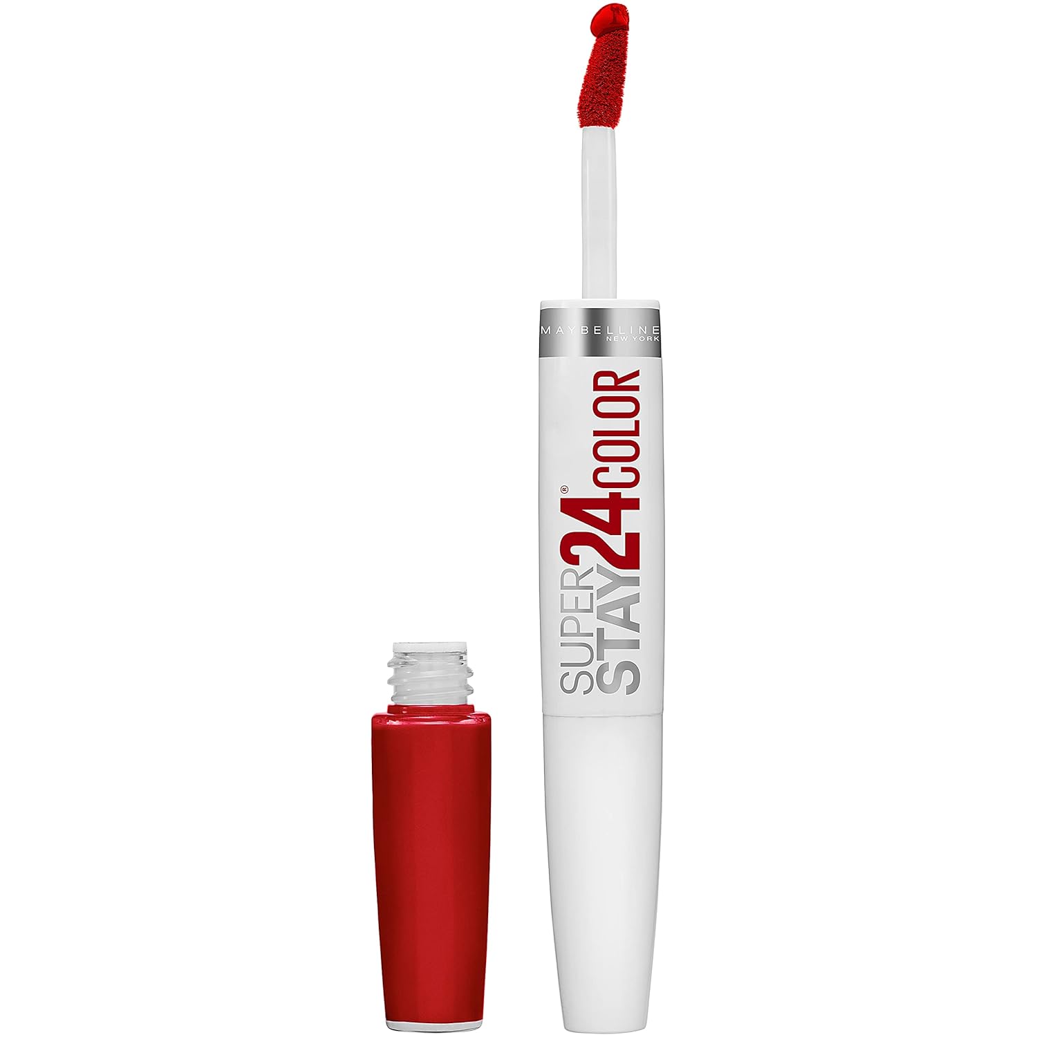 Maybelline Super Stay 24, 2-Step Liquid Lipstick Makeup, Long Lasting Highly Pigmented Color with Moisturizing Balm, Keep It Red, Red, 1 Count-0