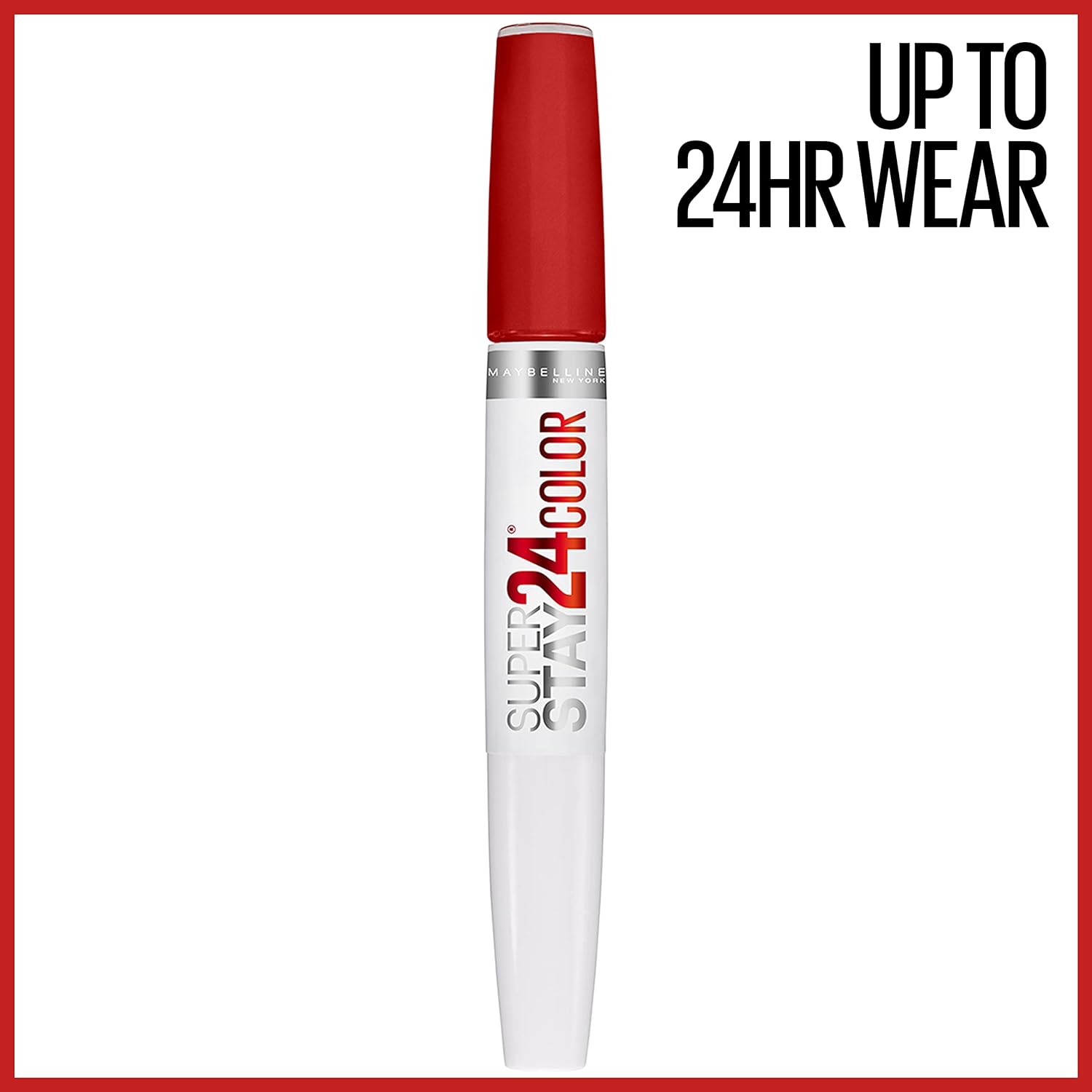 Maybelline Super Stay 24, 2-Step Liquid Lipstick Makeup, Long Lasting Highly Pigmented Color with Moisturizing Balm, Keep It Red, Red, 1 Count-1