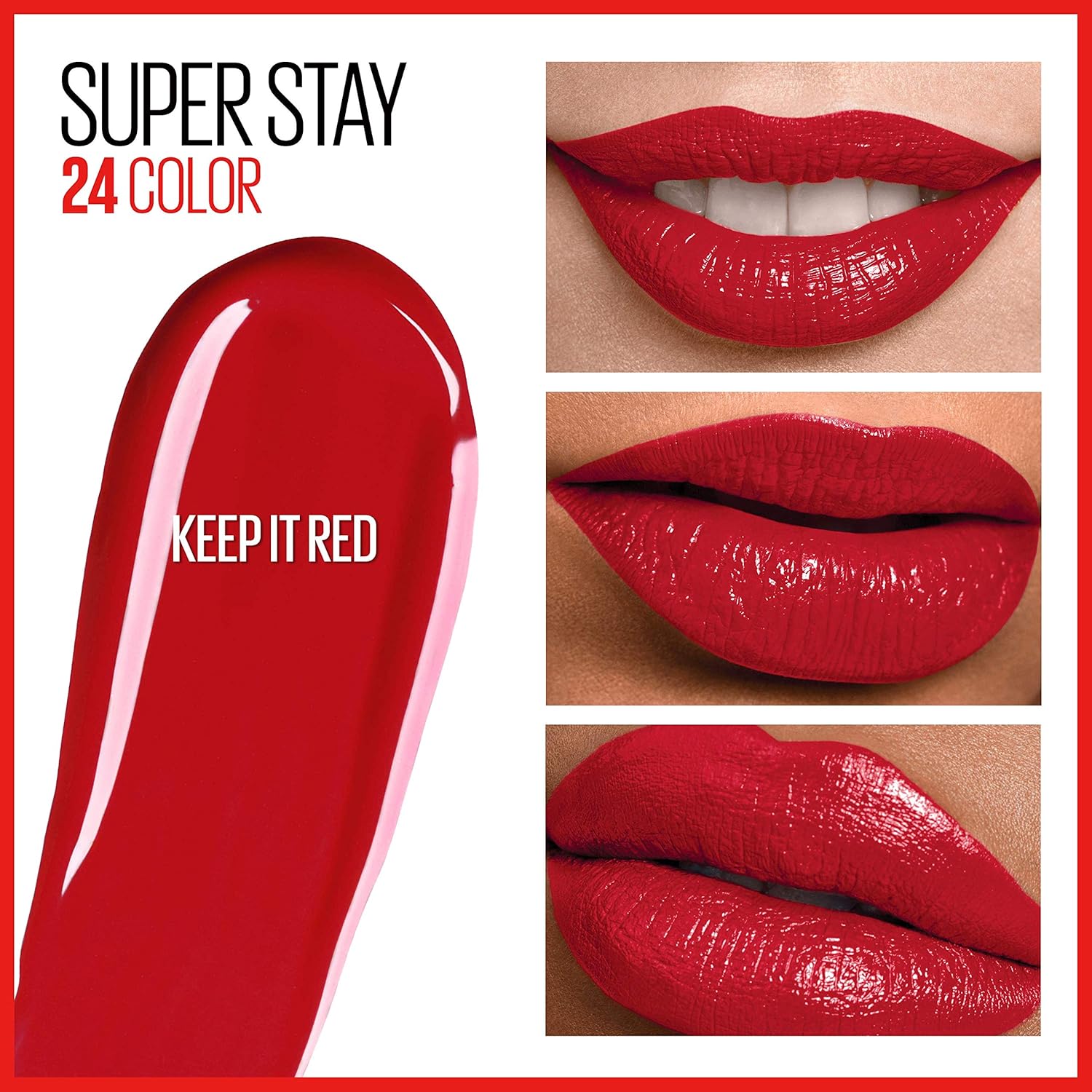 Maybelline Super Stay 24, 2-Step Liquid Lipstick Makeup, Long Lasting Highly Pigmented Color with Moisturizing Balm, Keep It Red, Red, 1 Count-2