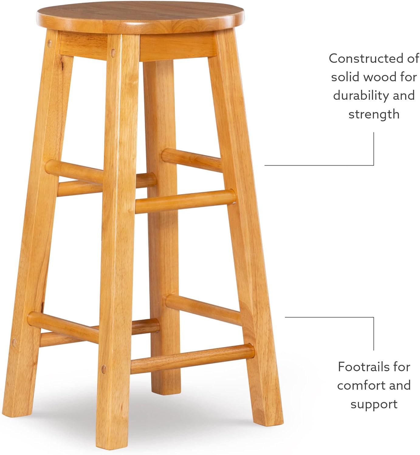 Linon Natural Barstool with Round Seat, 24-Inch-10