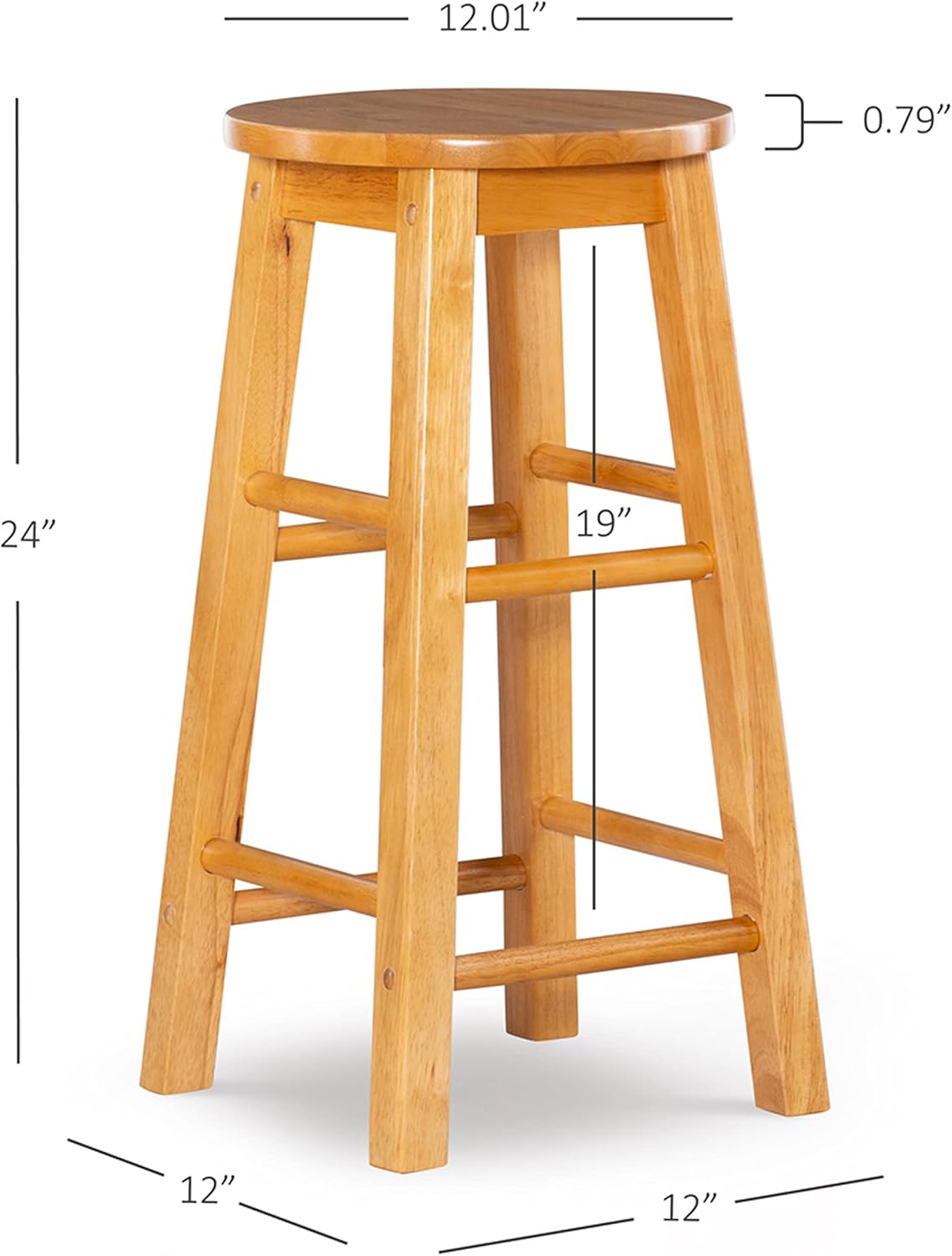 Linon Natural Barstool with Round Seat, 24-Inch-3