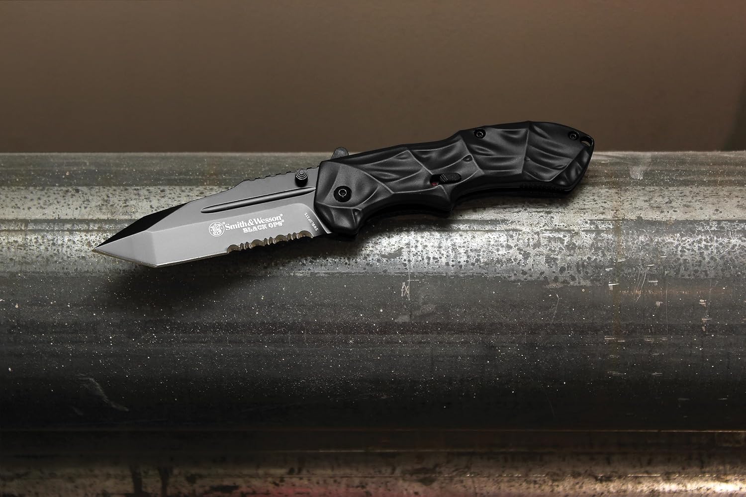 Smith & Wesson Black Ops SWBLOP3T 7.7in S.S. Assisted Opening Knife with 3.4in Tanto Point Blade and Aluminum Handle for Tactical, Survival and EDC-1