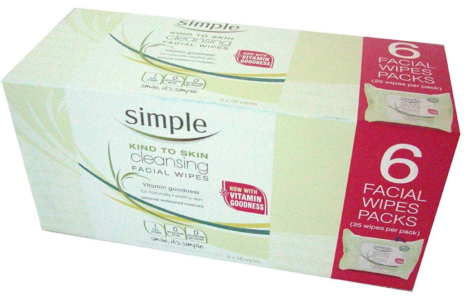 Simple Cleansing Facial Wipes (Boxed 6 packs x 25 wipes) Total 150 Wipes-0