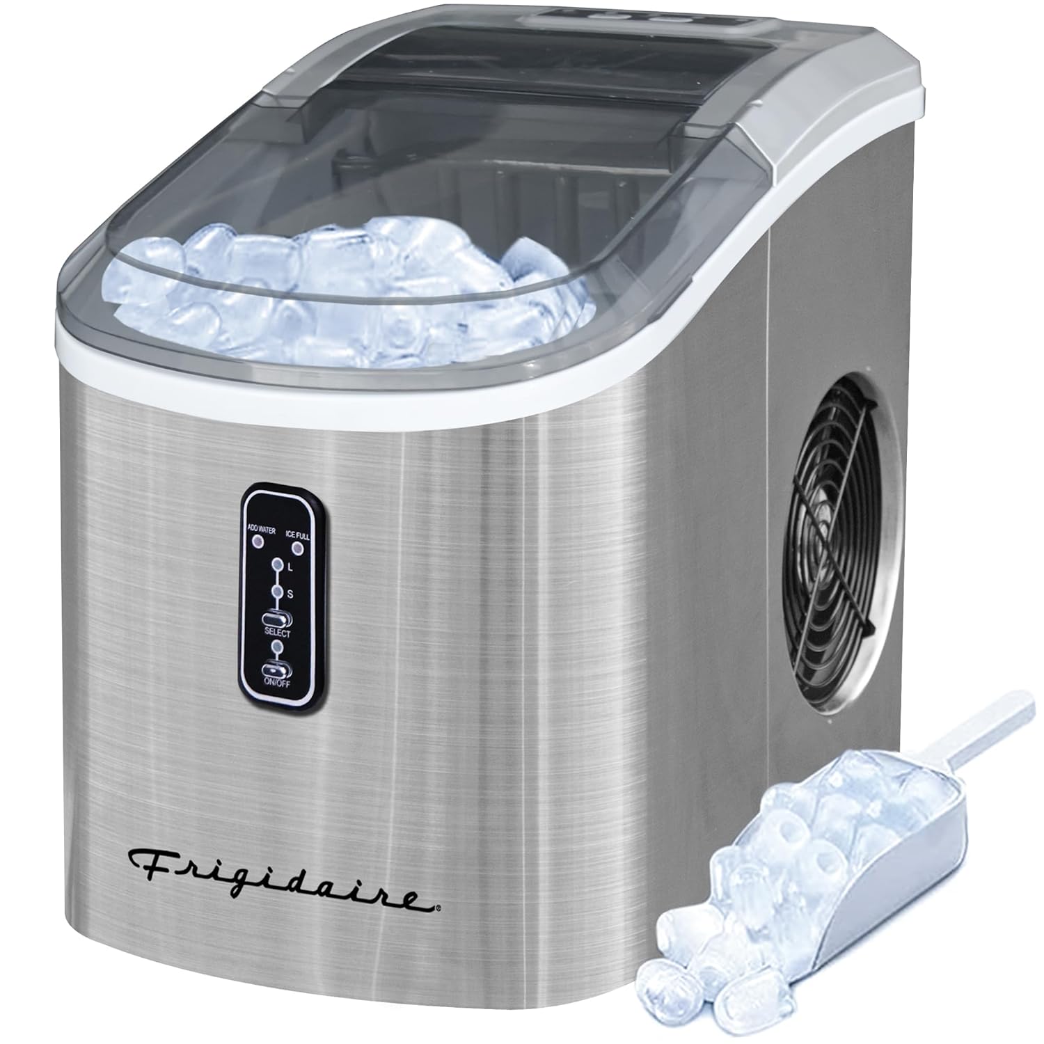 Frigidaire EFIC103-AMZ-SC Counter Top Maker with Over-Sized Ice Bucket, Stainless Steel, Self Cleaning Function, Heavy Duty, Stainless-0