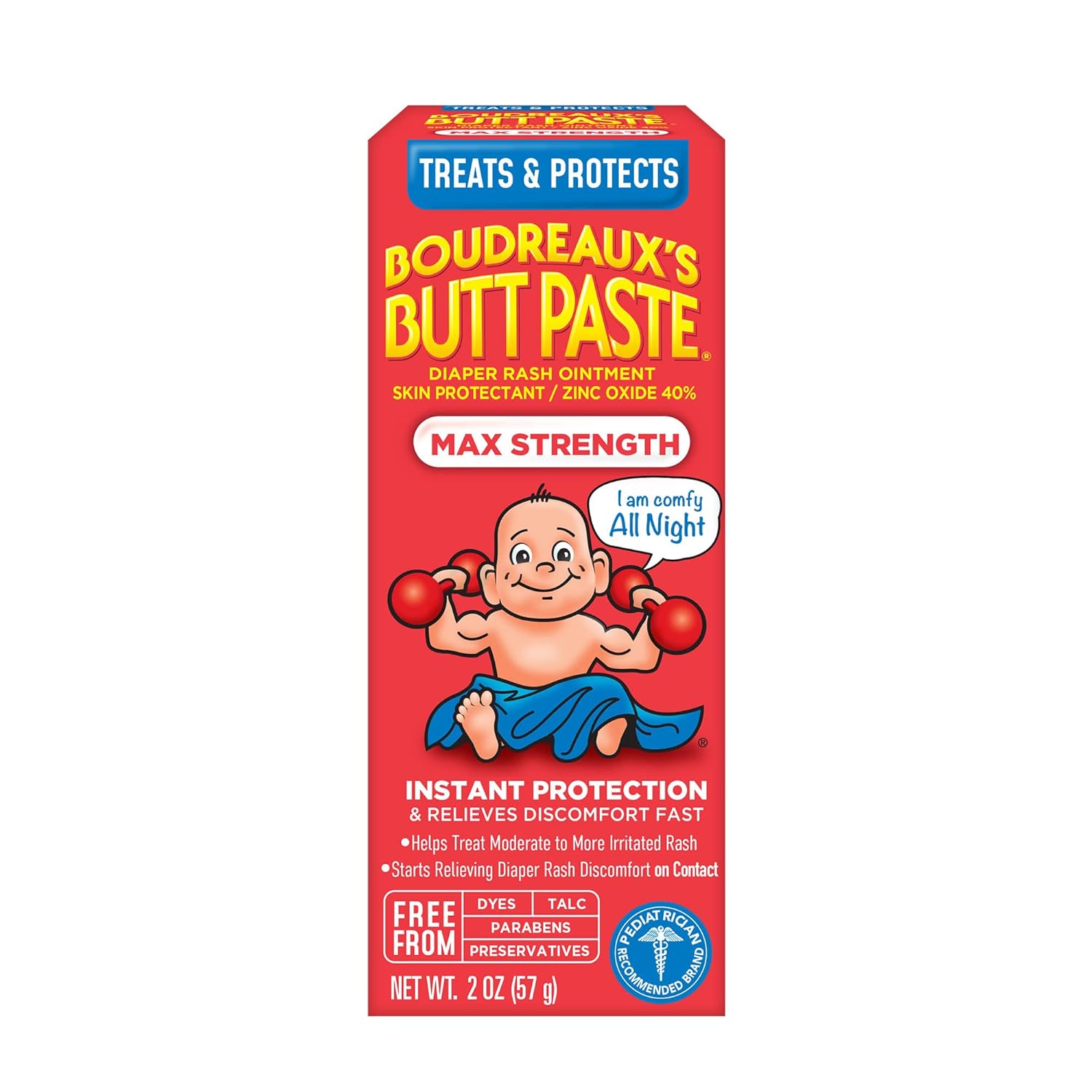 Boudreaux's Butt Paste Maximum Strength Diaper Rash Cream, Ointment for Baby, 2 oz Tube-0