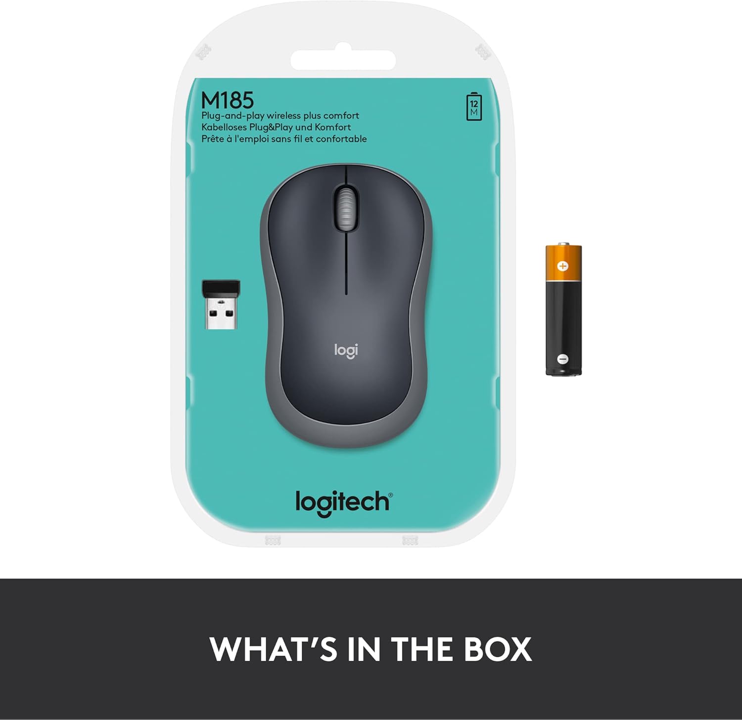 Logitech M185 Wireless Mouse, 2.4GHz with USB Mini Receiver, 12-Month Battery Life, 1000 DPI Optical Tracking, Ambidextrous PC/Mac/Laptop - Swift Gray-10