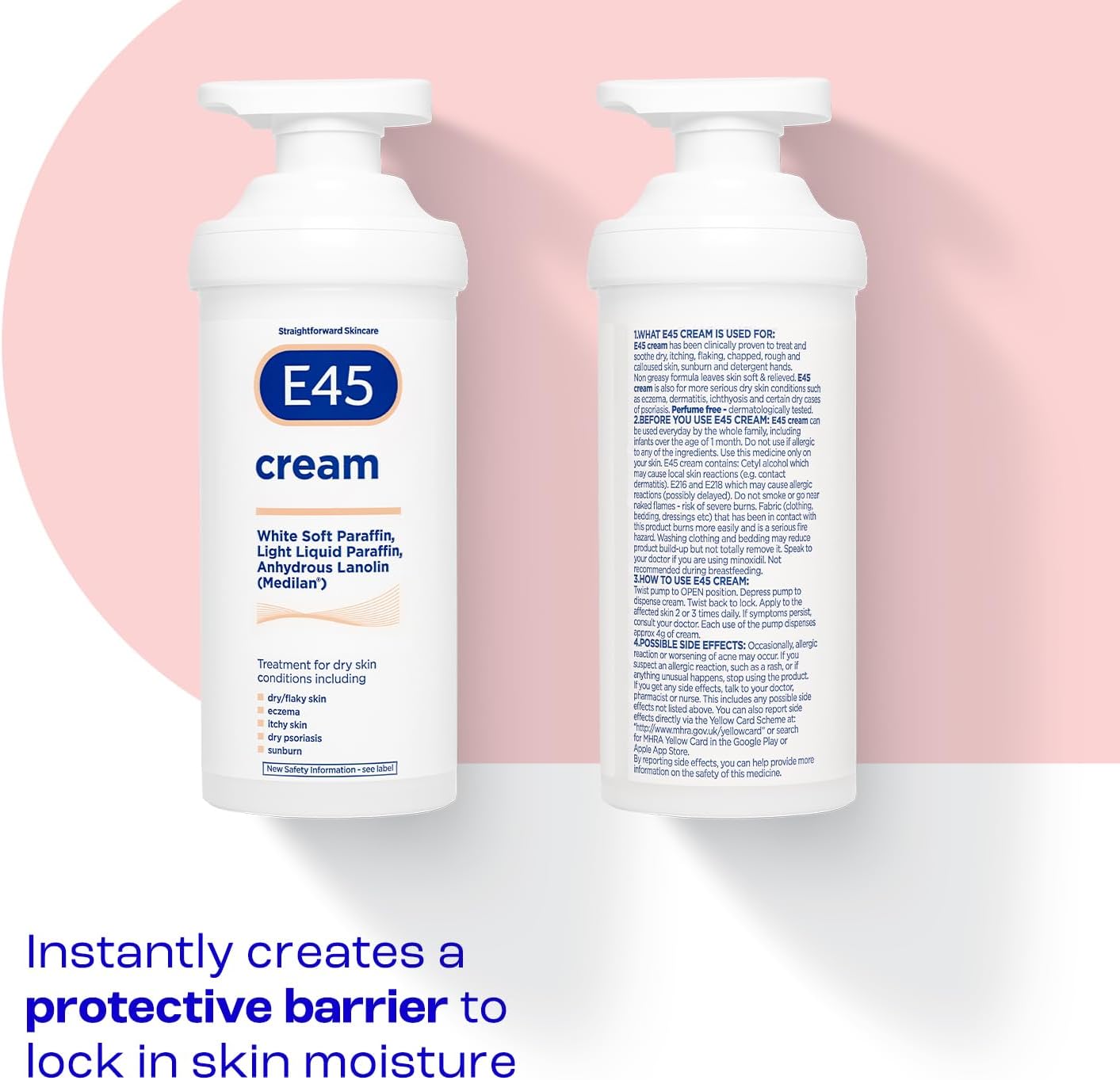 E45 Eucalyptus Scented Cream, 500g - Whole Body Moisturizer for Dry Skin & Eczema Relief, Paraffin Enriched-1