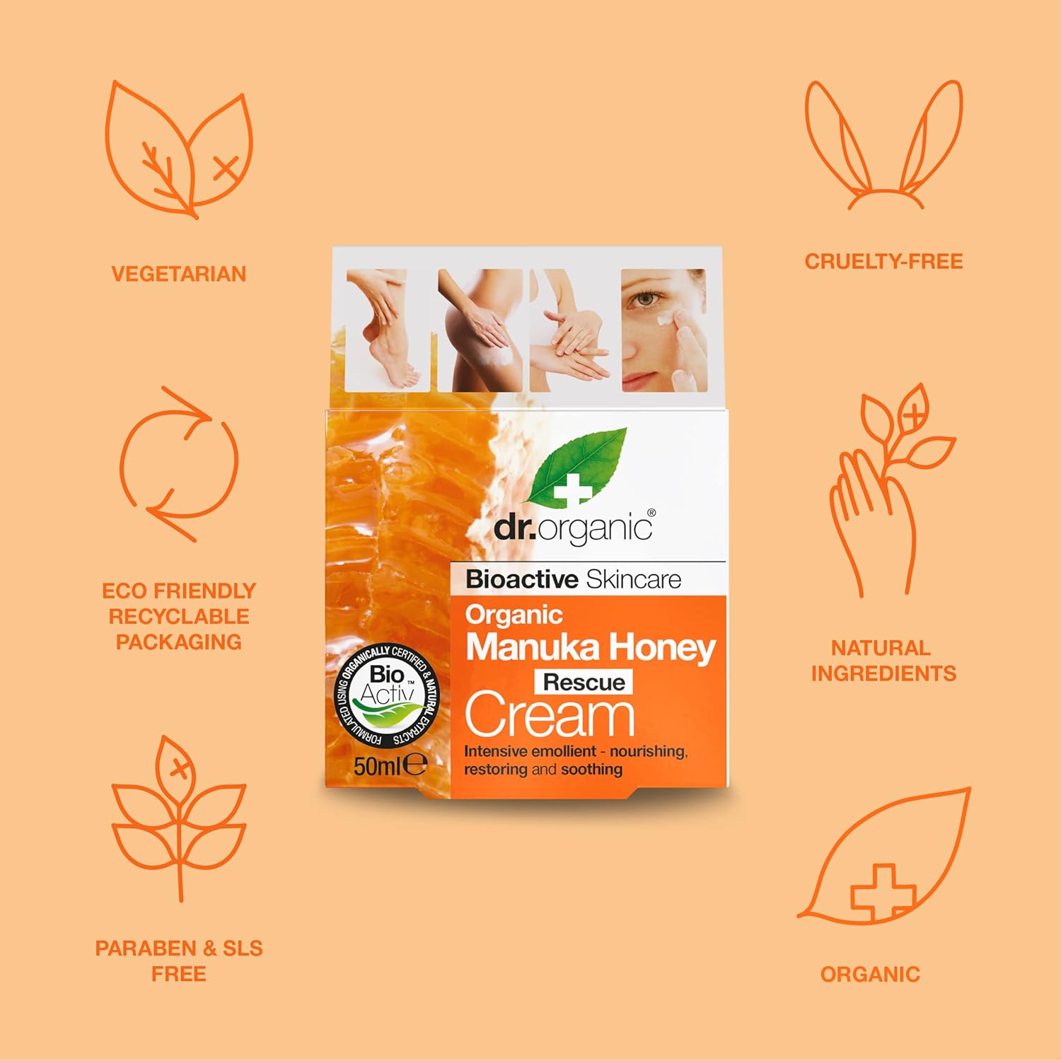 Organic Manuka Honey Rescue Cream Bioactive Skincare (1.7 Fluid Ounces)-3