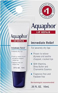 Aquaphor Lip Repair Ointment - Long-lasting Moisture to Soothe Dry Chapped Lips - .35 fl. oz. Tube