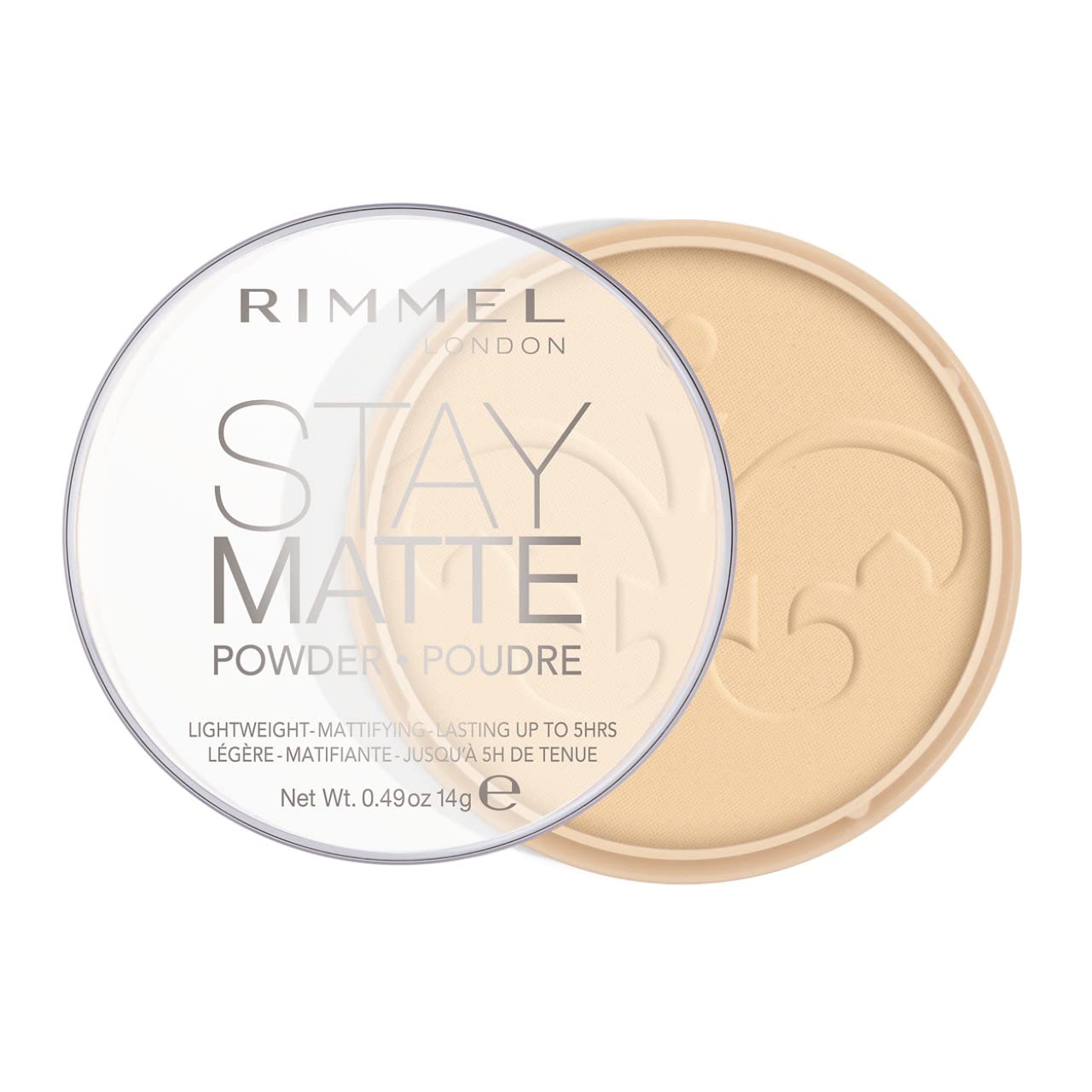 Rimmel London Stay Matte - 001 Transparent - Pressed Powder, Lightweight, High Coverage, Shine Control, 0.49oz-1