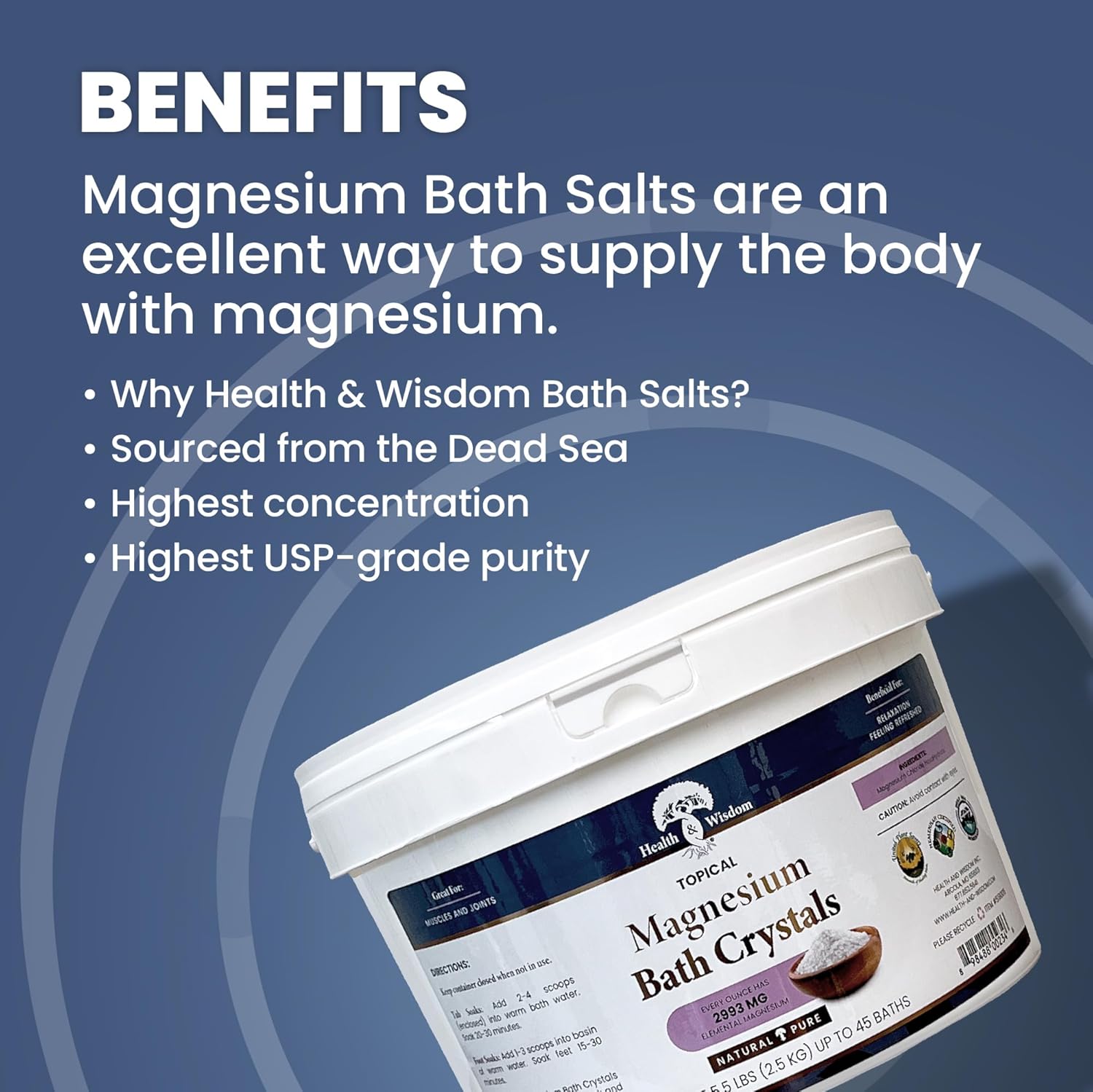 Health and Wisdom Magnesium Bath Salt - Magnesium Flakes for Bath, Magnesium Chloride Flakes, Magnesium Bath Flakes, Magnesium Bath Soak, Magnesium Soak, Magnesium Chloride Bath Flakes - 88 Ounces-2