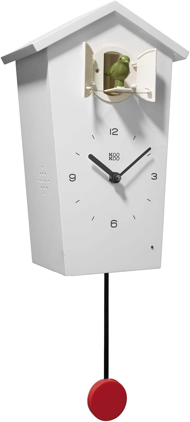 KOOKOO Birdhouse White, Modern Design Cuckoo Clock with 12 Natural Bird Voices or Cuckoo Call-0