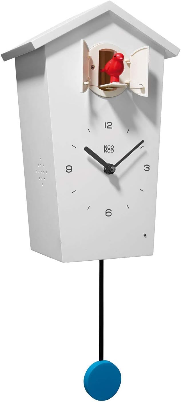 KOOKOO Birdhouse White, Modern Design Cuckoo Clock with 12 Natural Bird Voices or Cuckoo Call-1