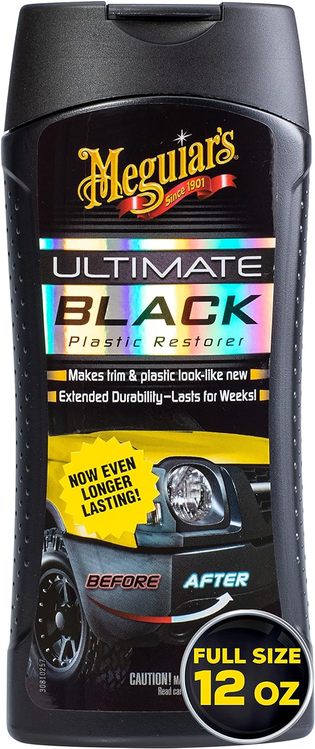 Meguiar's Ultimate Black Plastic Restorer - Restores Black Plastic & Faded Trim Pieces While Adding Durability & UV Protection - 12 Oz-0