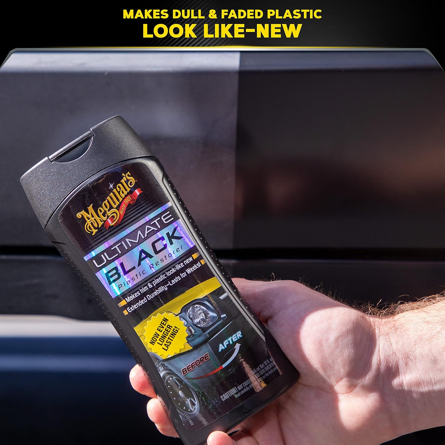 Meguiar's Ultimate Black Plastic Restorer - Restores Black Plastic & Faded Trim Pieces While Adding Durability & UV Protection - 12 Oz-1