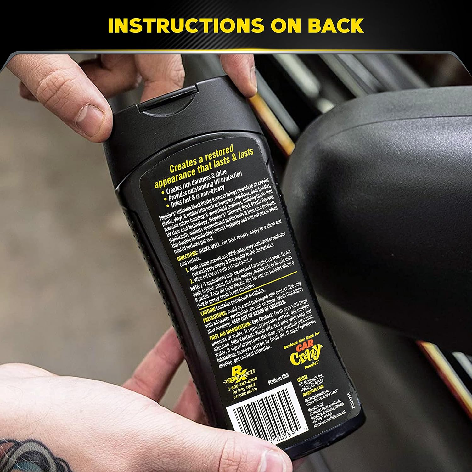 Meguiar's Ultimate Black Plastic Restorer - Restores Black Plastic & Faded Trim Pieces While Adding Durability & UV Protection - 12 Oz-6