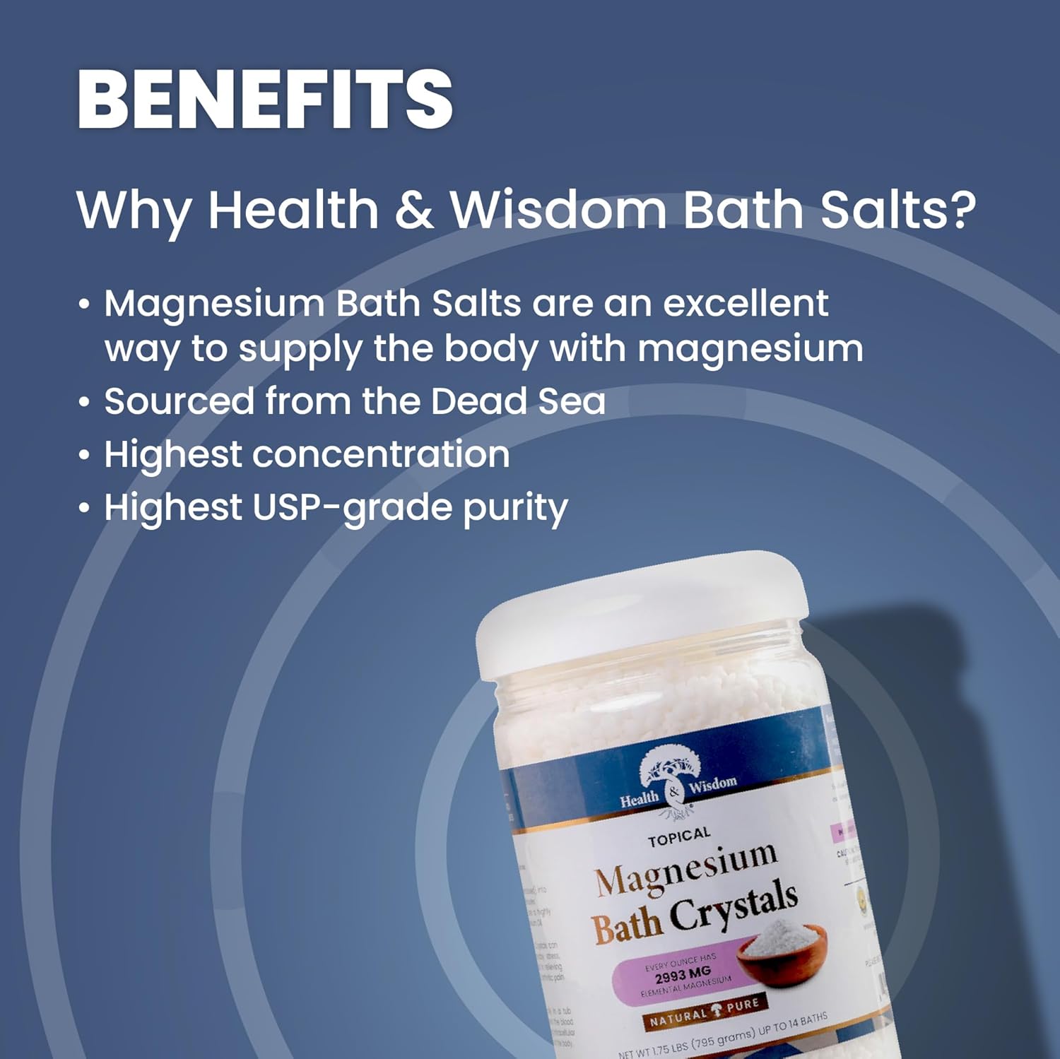 Health and Wisdom Magnesium Bath Salt - Magnesium Flakes for Bath, Magnesium Chloride Flakes, Magnesium Bath Flakes, Magnesium Bath Soak, Magnesium Soak, Magnesium Chloride Bath Flakes - 28 Ounces-2